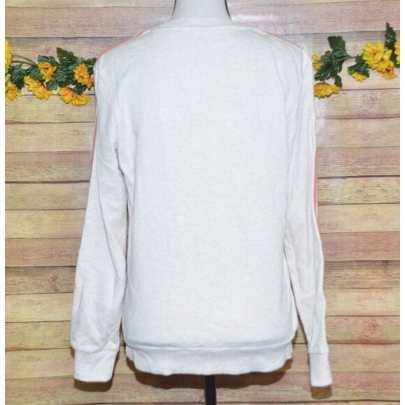 Adidas Ladies 3 Stripe Beige Tan Pullover Sweatshirt Size S Logo Athletic Casual - Picture 5 of 8